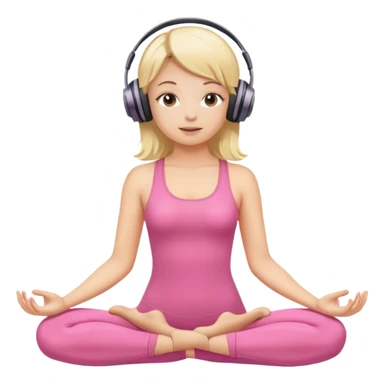blond girl doing yoga with pink body suit and headphones sticker