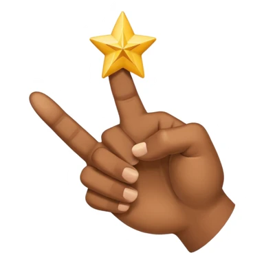 hand with the index finger pointing, with a star at the tip of the index finger, apple style emoji sticker