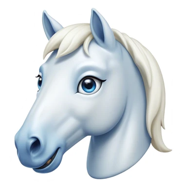 Cinematic Comical White Horse Portrait Emoji, Head tilted dramatically with an exaggeratedly amused expression, featuring a striking white fur with a glossy finish and wide, expressive blue eyes filled with playful disbelief, Simplified yet hilariously expressive features, highly detailed, glowing with a slightly sassy glow, high shine, dramatic yet playful, stylized with an air of cheeky mischief, bright and endearing, soft glowing outline, capturing the essence of a spirited and over-the-top horse, so meme-worthy it feels like it could side-eye its way into internet fame instantly! sticker