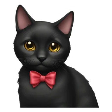 Black cat with a bow  sticker
