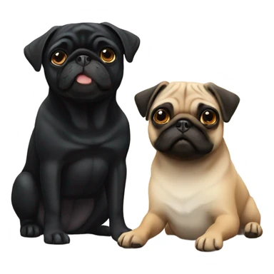 Black pug and fawn pug sticker