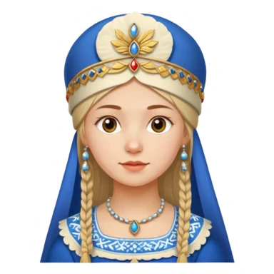 Russian Slavic girl in traditional dress with kokoshnik on her head sticker