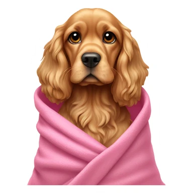 golden Cocker spaniel in a pink blanket sticker