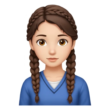 Make me a brunette girl, with brown (dark) eyes and a side braid sticker