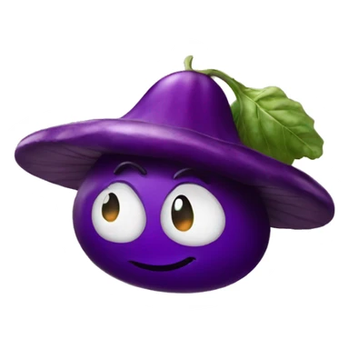 Eggplant wearing a hat sticker