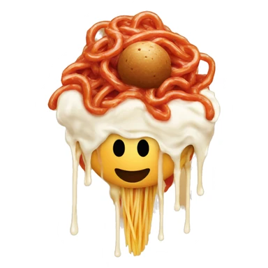 spaghetti with ice cream replacing the meat balls sticker