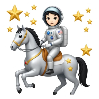 astronaut on horseback with stars in background sticker