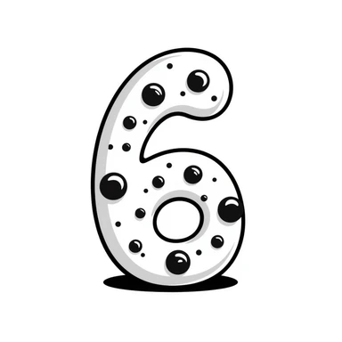 Handdrawn number six with pearl accents sticker