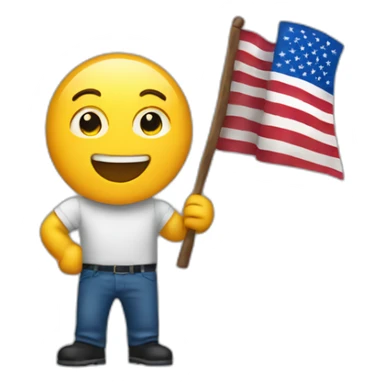 White man holding American flag and croissant sticker