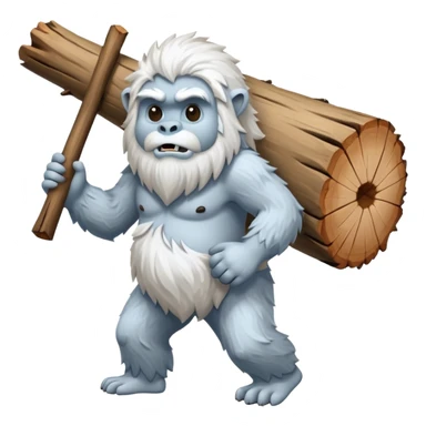 yeti, carrying a big wood sticker