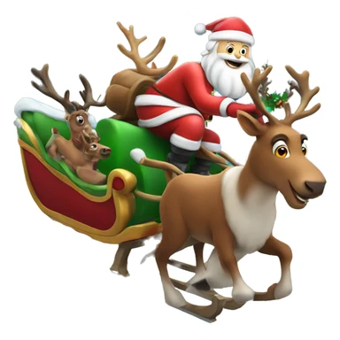 Santa in his sleigh being lead by his flying reindeer  sticker