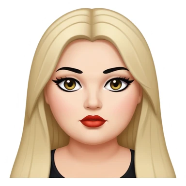 big plus size, long straight hair, baddie,pretty, makeup, black eyeliner, long hair sticker