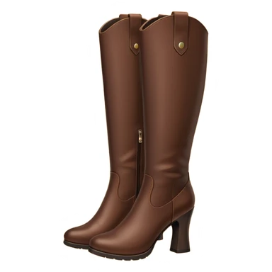 Dark brown tall leather boots with heels sticker