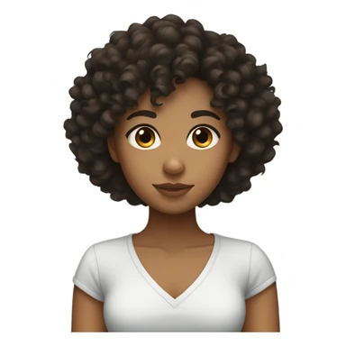 Mixed girl with dark, flat, curly hair and curly bangs sticker