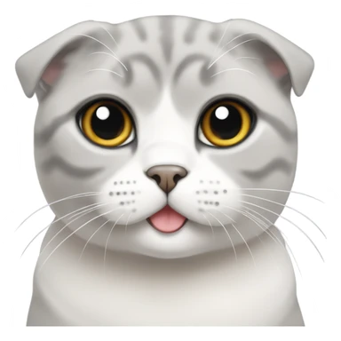 scottish fold with part gray part cream face and white color sticker