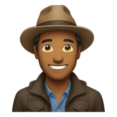 brown man in a hat smiling sticker