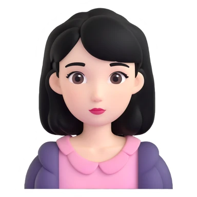 aesthetic girl with black hair, subtle blush sticker