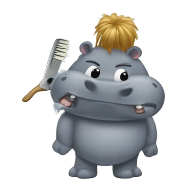 Hippo cutting someones hair sticker