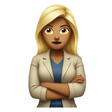 Angry blonde woman crossing her arms sticker