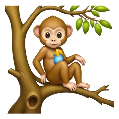 Baby monkey sitting on tree sticker