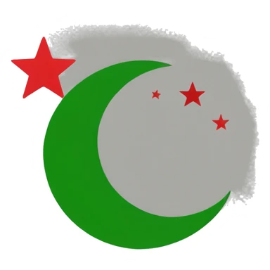 	•	Background: The flag is divided into two horizontal sections.
	•	The top half is green.
	•	The bottom half is red.
	•	Crescent and Star: In the center of the flag, there is a white crescent moon with a five-pointed star next to it. sticker