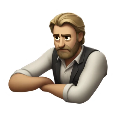 Sad bearded man loses money at casino with date sticker