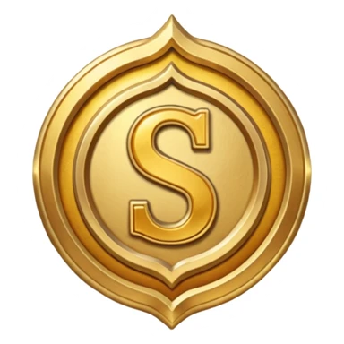 Create a custom emoji badge featuring a stylized, letter “S”. Design it in the Gold rank theme from League of Legends. Use warm gold metallic textures, bright highlights, and a noble, premium feel. Emblem-like and highly polished.
 sticker