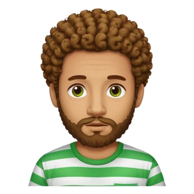 Cuban guy with curly haur and beard with a shirt of green stripes  sticker