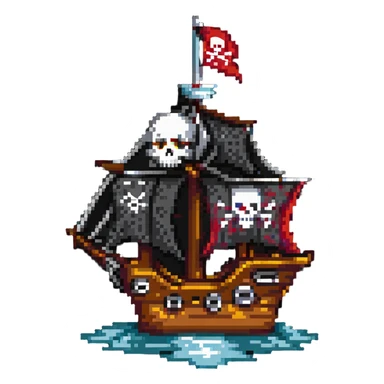 pirate ship with skull flag sticker