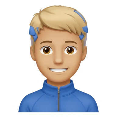 make a boy with comb over  dirty blond hair hazel eyes tan white smirky smile and quarter zip  sticker