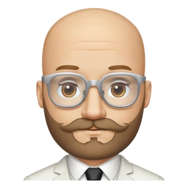 bald groom with beard, straight mustache and square, mildly curved vision glasses sticker