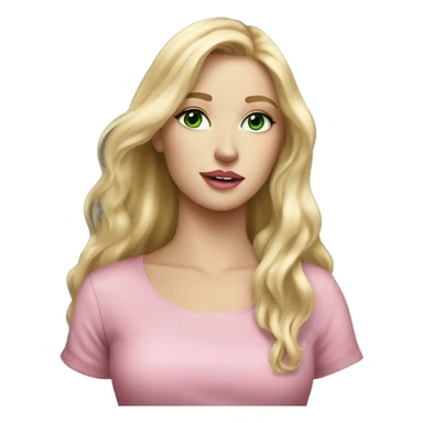 Portrait of a Beautiful blond girl with long hair with green eyes and pink lips  sticker