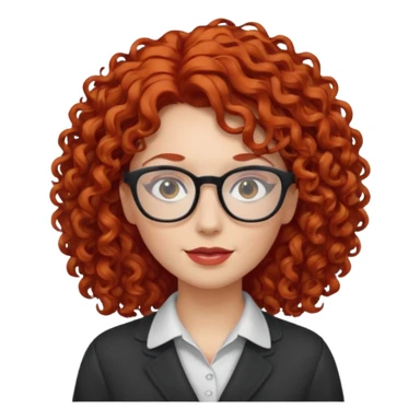 Peli roja rizada con lentes sticker