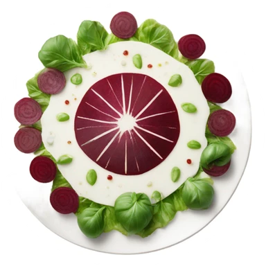 carpaccio from beets on a white plate sticker
