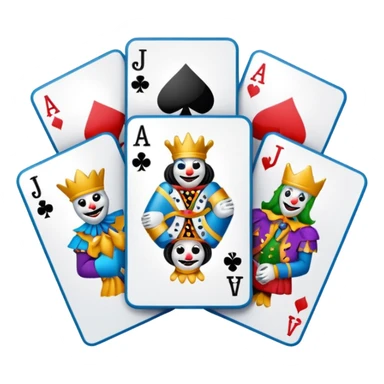 bunch of poker cards, with jolly jokers inside sticker