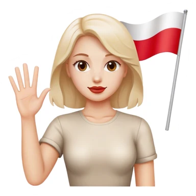 woman waving polish flag sticker