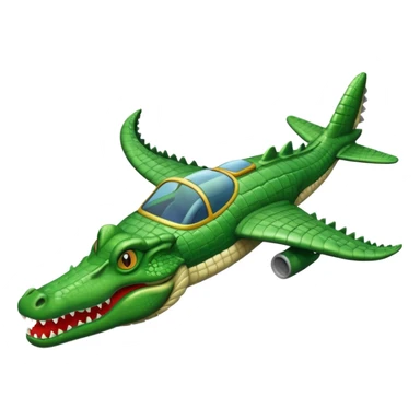 A plane with a body of a crocodile and a crocodile head in the front sticker