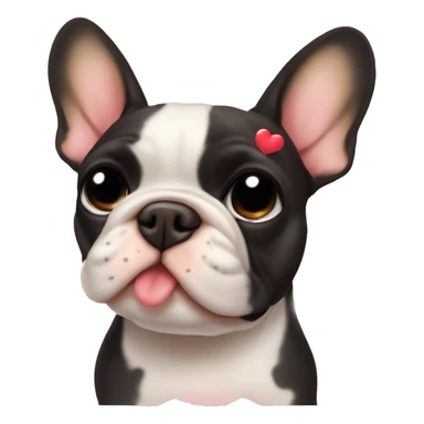 Black-and-tan French bulldog with hearts around him sticker