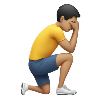 a man putting his hands on his knees arching his back as he is exhausted after running sticker