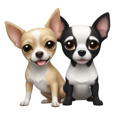 a beige chihuahua and a black and white chihuahua sticker