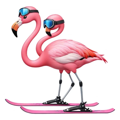 A Skiing Flamingo with ski helmet on the head , wearing ski goggles , ski and ski boots sticker
