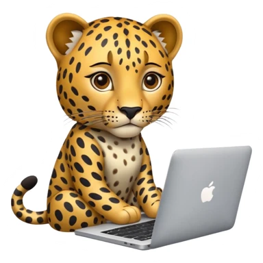 leopard working on a macbook sticker