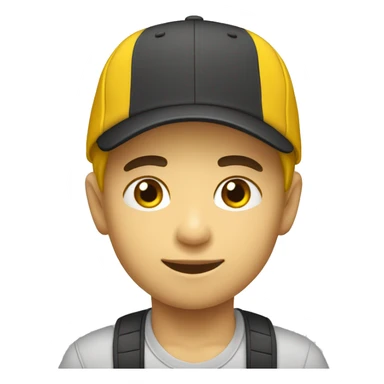 Niño blanco con gorra amarilla sticker