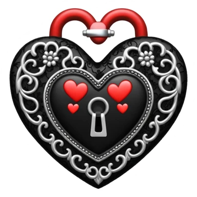 goth heart with a black lace heart lock sticker