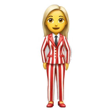 Female wearing red and white vertical striped suit sticker