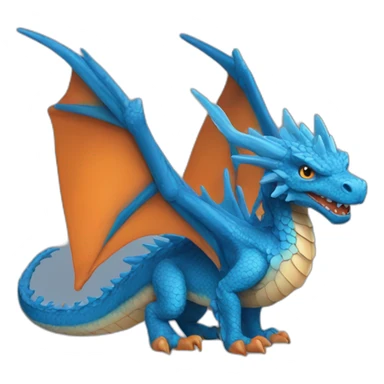 Marine blue dragon with orange wings sticker