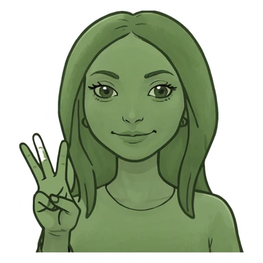 Eine Frau die steht mit Peace zeichen sticker