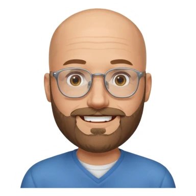 Bald white man with glasses and beard smiling big sticker