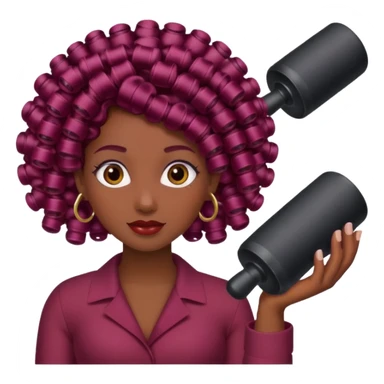 hair with burgundy hair rollers sticker