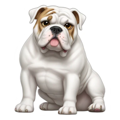 Full body white English bulldog tilted his head to the side sticker